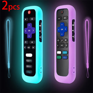 1pc/2pcs/3pcs Glow-in-the-Dark Silicone Remote Cover with Lanyard for Roku TV Remote Control - Universal Silicone Sleeve Case for TCL Hisense, Roku TV Streaming Stick, 4K+/ 4K Voice Remote