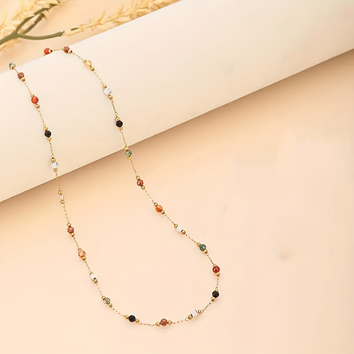 Luxurious Stainless Steel & Natural Stone Necklace - Durable, Water-Resistant, and Hypoallergenic Jewelry for Casual Attire, Casual Attire, and Special Occasions