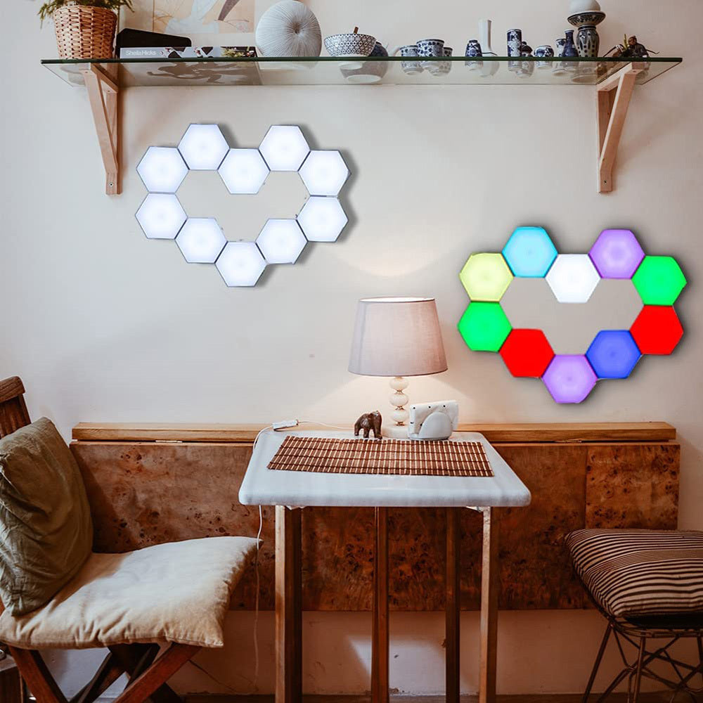 1pc Geometric Module DIY Assembly Night Light, RGB Hexagonal Wall Light, Tactile Night Light