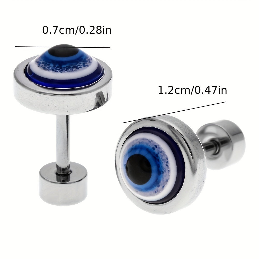 Men's Punk-Style Protective charm Stud Earrings - Hip Hop Fashion, Alloy with Steel Message