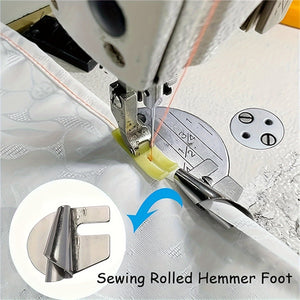 8Pcs Universal Sewing Rolled Hemmer Foot Set, 8 Sizes Wide Rolled Hem Pressure Foot, Sewing Machine Presser Foot Hemmer, Curved Scroll Hemme