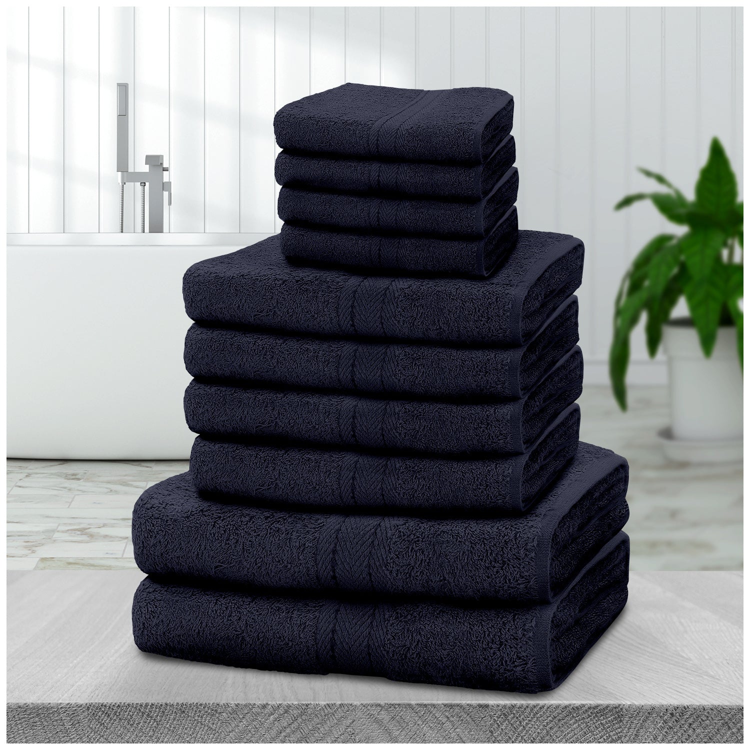 10pcs Towel Bale Set | Luxurious 100% Cotton Towels Family Pack | Quick-Drying, Highly Absorbent & Ultra-Soft Fabric | Includes 4 Face Towels, 4 Hand Towels, 2 Bath Towels | Available in 16 Elegant Colours | Ideal for Home, Gym, Spa, or Beach Use | Durabl