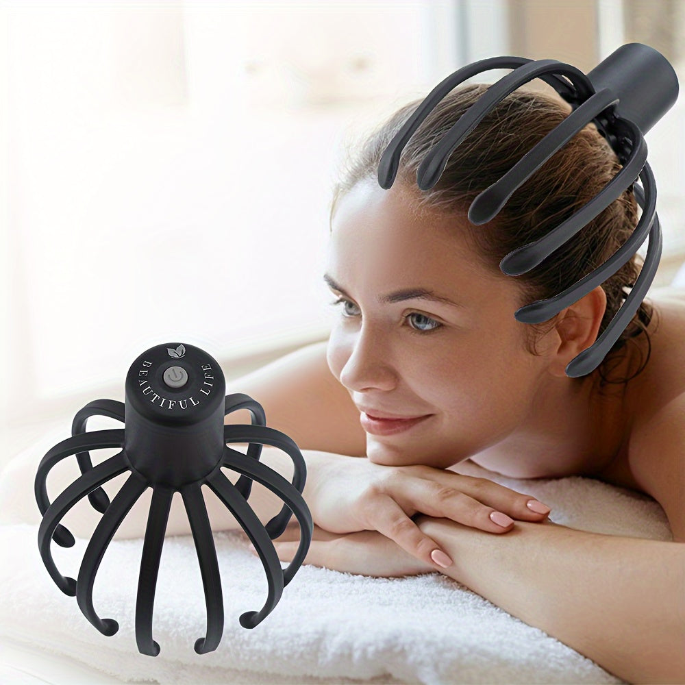 Professional Electric Claw Massager, 3-Level Intensity, USB Rechargeable Lithium Battery, Unscented, for Head Massage - Black