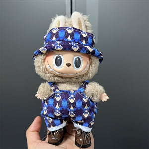 17cm doll clothes in various colors, suspenders and pants suits, DIY doll accessories suitable for Labubu dolls