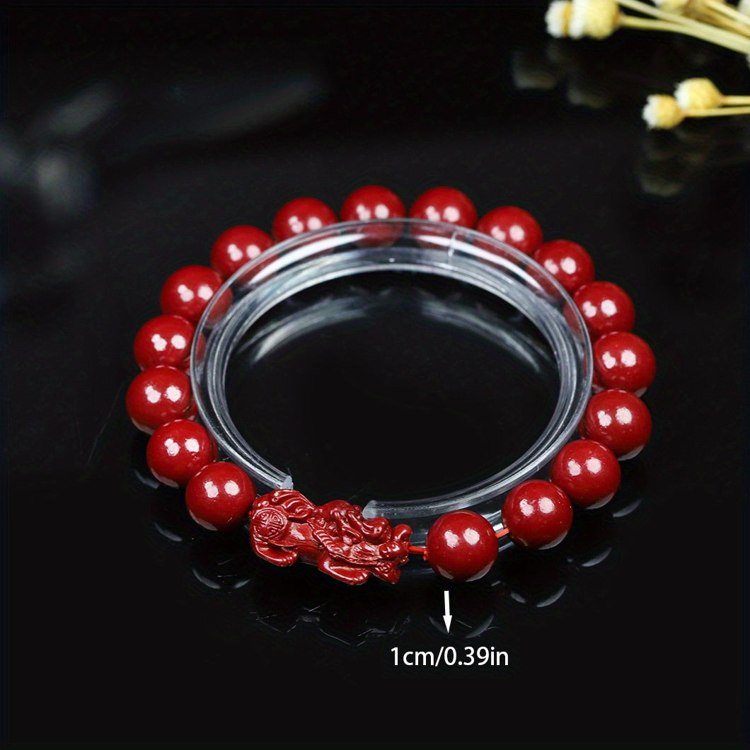 1pc Natural Cinnabar Bracelet Pixiu Bracelet Good Luck Bracelet