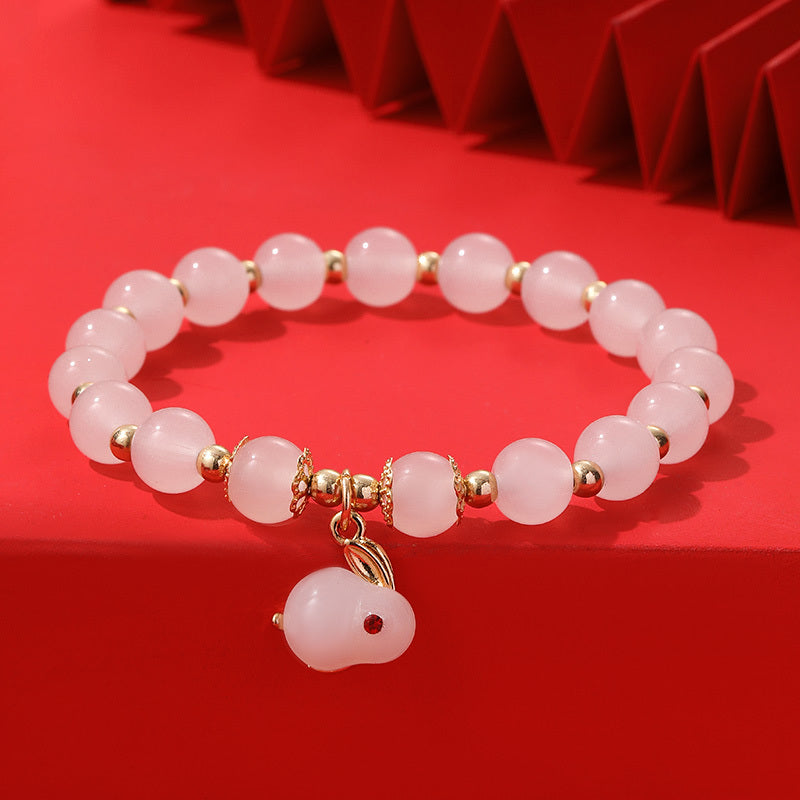 Handmade Chinese Style Bracelet For New Year Health And Protection Charm Lucky Rabbit Bracelets Easter Gift Easter Bunny