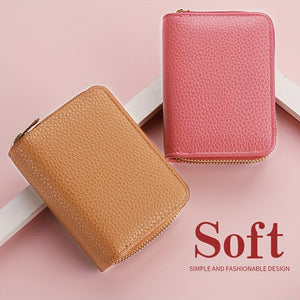 Women's Double-Zip Wallet: Spacious Faux Leather Organizer, Minimalist Style with Card Slots & Coin Pocket