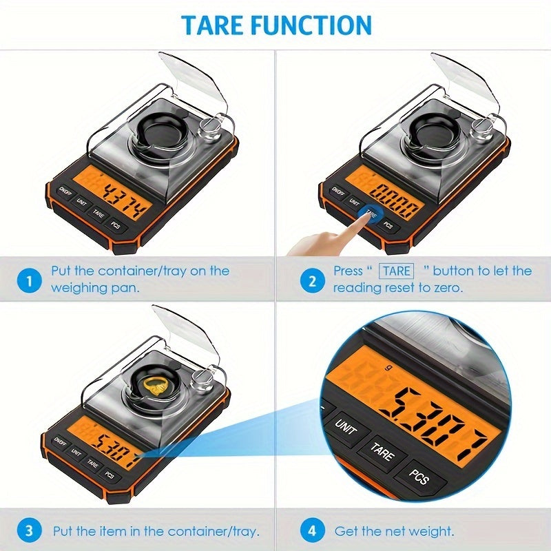 Professional 0.001g Portable Mini Digital Scale - 50g Calibration Weights Included (No Battery Needed)