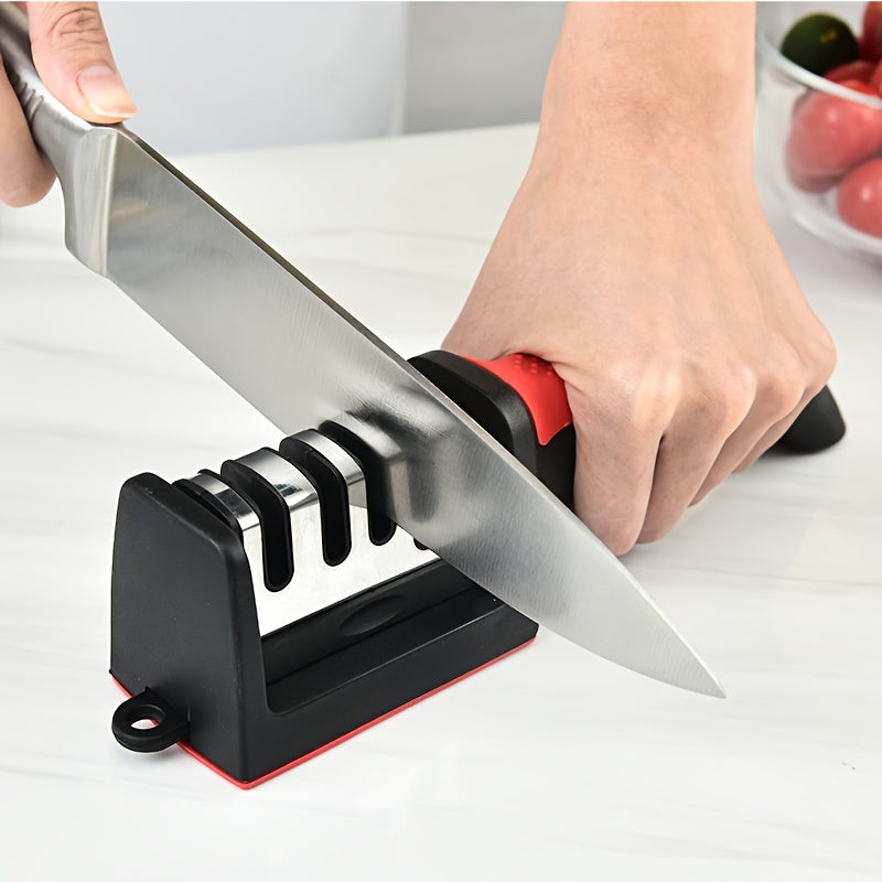 Knife Sharpener 4 Stages Professional Kitchen Sharpening Stone Grinder Knives Whetstone Tungsten Diamond Ceramic Sharpener Tool （ Material: