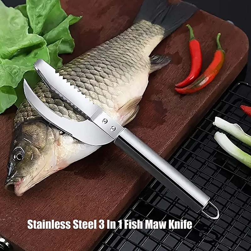 3-in-1 Stainless Steel Fish Scale Knife: Cut, Scrape, and Dig with Ease For Hotel/Commercial