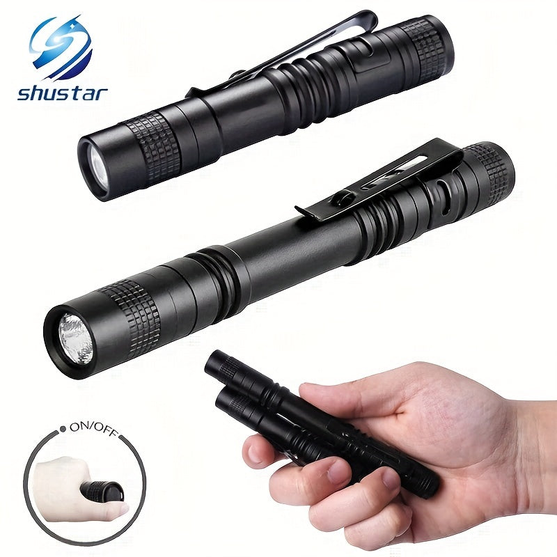 Waterproof Mini LED Flashlight With Clip - Portable Pen Light For Camping, Emergency, And Outdoor Walking (Battery Not Included)