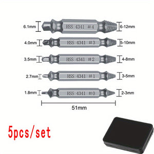 5Pcs Damaged Screw Extractor Set - Easily Remove Stripped & Broken Screws In Seconds!