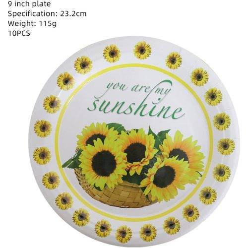 70PCS Set US Local Shipping Sunflower Birthday Party Supplies Disposable Paper Plates Dinnerware