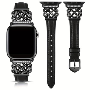 [Ultra-thin iWatch Strap] iWatch Ultra-thin Watch Strap - Compatible with Series 9/8/7/6/5/SE/4/3/2/1, Ultra/Ultra 2, with Designer Interlocking Buckle for Women