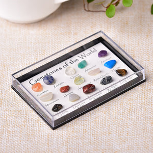 1set Natural Crystal Stone 15 in 1 Rock Mineral Specimen Teaching specimens Jaspery Gift Box Healing Stone Gifts for Children