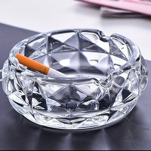 1pc Transparent Household Ashtray, Room Tobacco Plate, Glass Transparent Classic Round Small Ashtray Dish, For Home Room Living Room Office