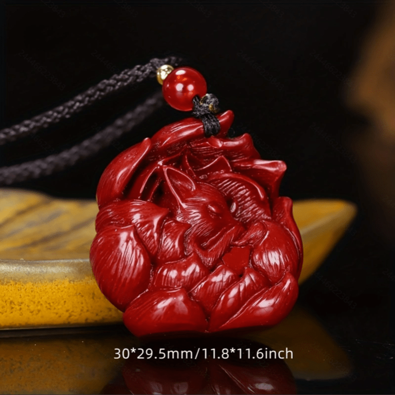 1pc Natural Cinnabar Fox Pendant For Men And Women To Ward Off Evil And Transfer Love Career Bless Pendant