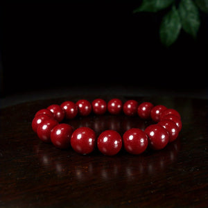 1pc Natural Raw Mineral Cinnabar Bracelet Simple Bracelet Beaded Bracelet