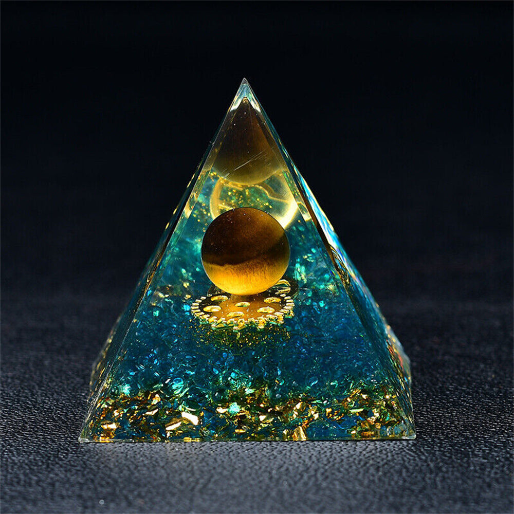 Tiger Eye Sphere Healing Orgone Pyramid EMF Protection Quartz Reiki Meditation