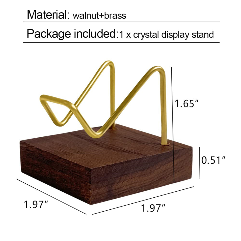 A.B Crew Adjustable Brass Crystal Display Stand with Wooden Base Rock Display Holder Mineral Display Easel Metal Display Frame for Geodes Fossils Stones Spheres Agate