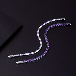 2pcs Trendy Shiny Purple Zircon Bracelets For Men, Gift For Family And Friends, Holiday Birthday Gift For Boyfriends / Girlfriends