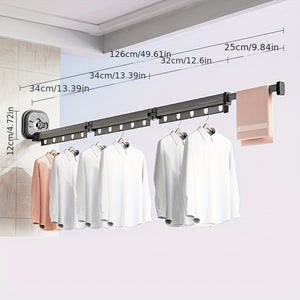 Versatile Suction Cup Clothes Rack - Extendable, Foldable & Detachable for Easy Storage - Strong Vacuum Grip, No-Drill Installation - Perfec