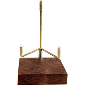 A.B Crew Adjustable Brass Crystal Display Stand with Wooden Base Rock Display Holder Mineral Display Easel Metal Display Frame for Geodes Fossils Stones Spheres Agate