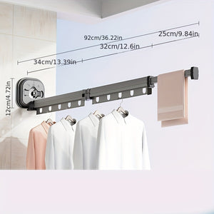 Versatile Suction Cup Clothes Rack - Extendable, Foldable & Detachable for Easy Storage - Strong Vacuum Grip, No-Drill Installation - Perfec
