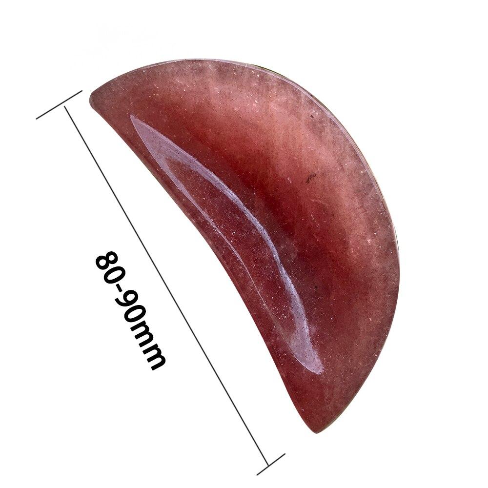 1pcs  Natural Strawberry Quartz  Moon Shape Crystal Bowl Hand Carved Rough Stone Healing Gemstone Home Decor