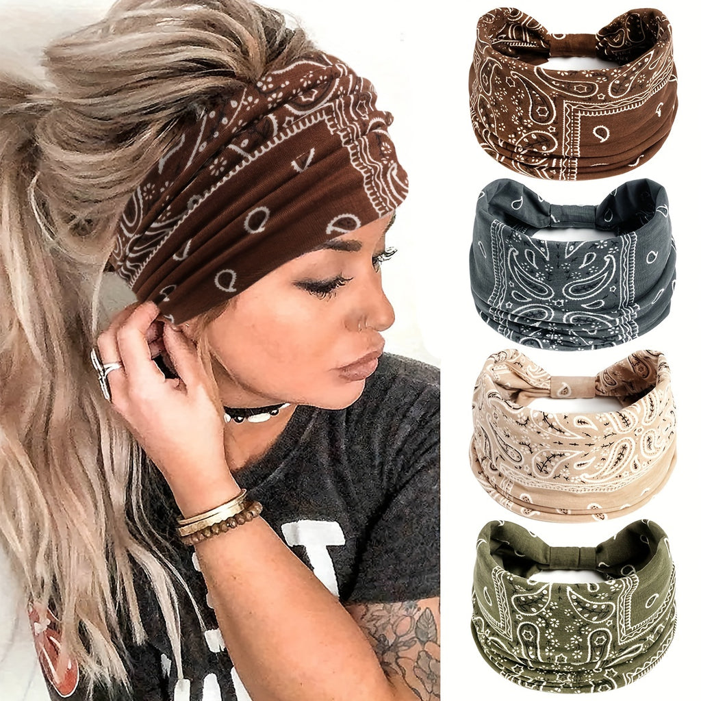 Chic Boho Paisley Headband for Active Women - Durable, Stretchy Turban for Fashion & Sweat Control