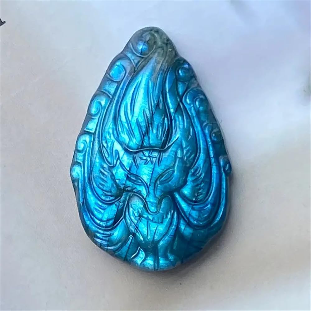 Beautiful Natural Labradorite Carving Wing Ornments Healing Crystal Skull Collectible Figurines Reiki Decor