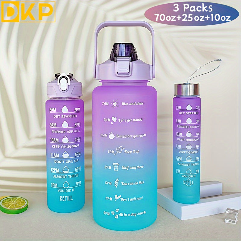 1pc/3pcs Stay Hydrated Anywhere: Portable Leakproof Water Bottle With Time Marker & Lanyard - Perfect For Adults & Families!