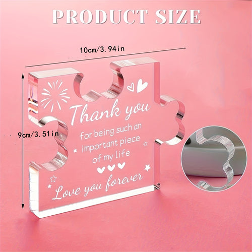 1pc, Acrylic Puzzle Plaque (3.35in*2.76in/8.5cm*7cm), Thank You Gifts For Women, Men, Best Friend, Coworkers, Teacher Appreciation Gifts, Desk Decorations, Creative Birthday Gift, Christmas Gift