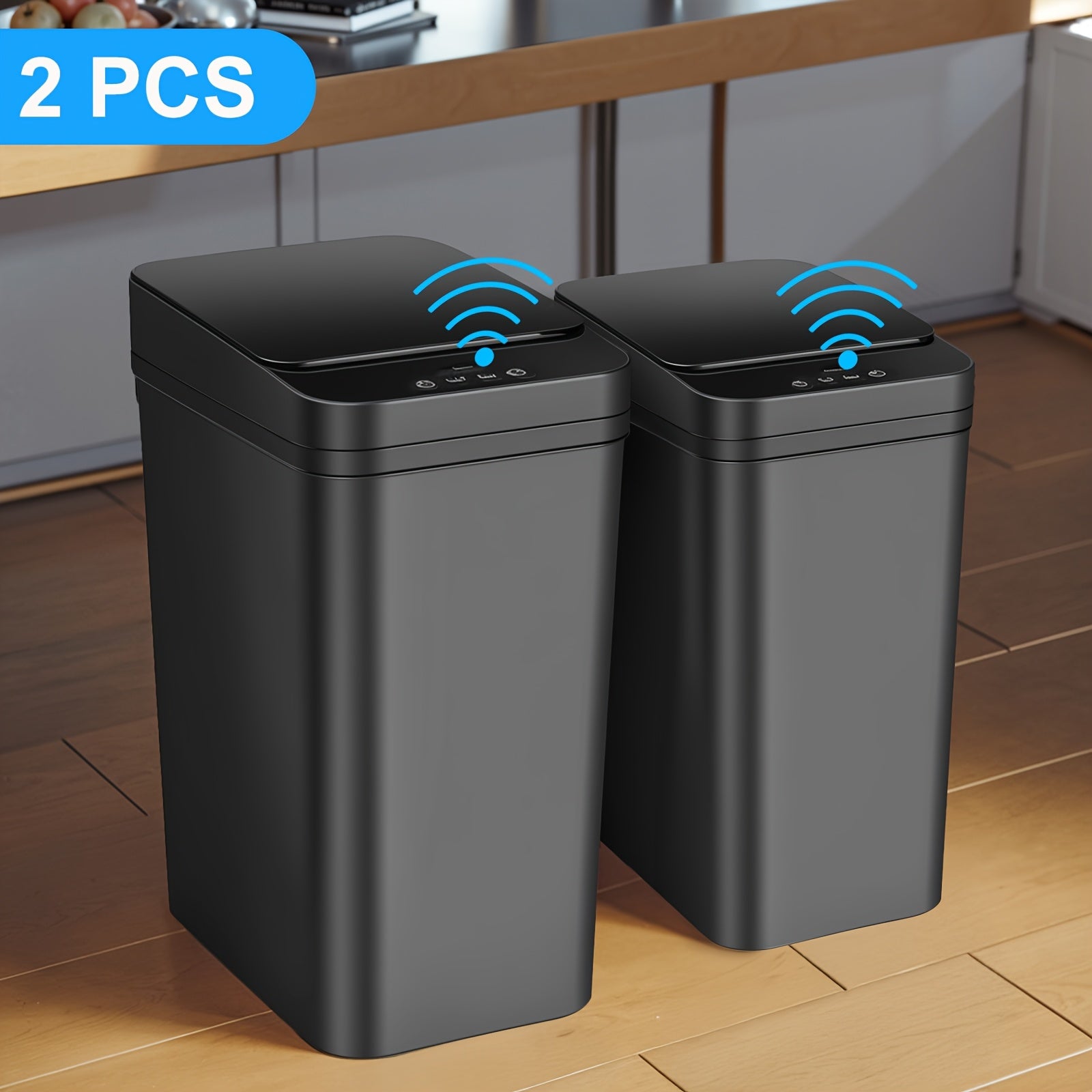 2pcs Smart Motion Sensor Trash Cans with Lids – 4 Gallon & 2.8 Gallon Capacity, Touchless Garbage Bins for Kitchen, Bedroom, Office, and Living Room, Wireless Infrared Technology, Sleek White Design, Living Room Trash Bins | Minimalist Design | Stylish In