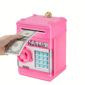 Piggy Bank For Girls Boys Large Electronic Money Coin Banks With Password Protection, Automatic Paper Money , Great Gift For Kids (Blue/Gold