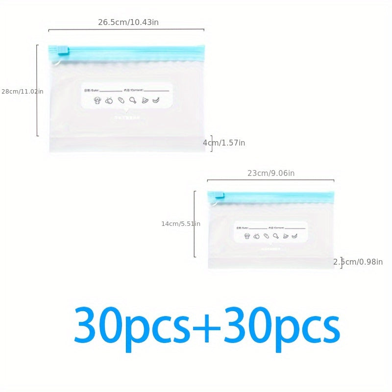 45/60pcs Storage Bags, Zipper Fresh-keeping Bags, Food Classification Storage Bags, Food Fresh-keeping Sealed Bags, Used for Fruits, Grains, Vegetables and Meat, Kitchen Storage and Storage, Kitchen Accessories