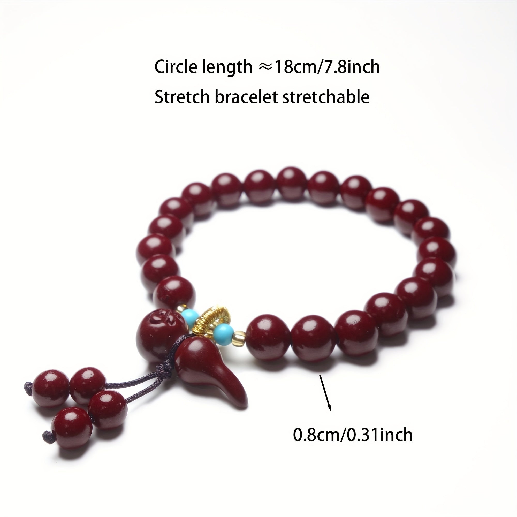 1pc Cinnabar Red Beaded Bracelet Gourd Pendant Good Luck Bracelet Attract Wealth Health Best Gift For Men And Women