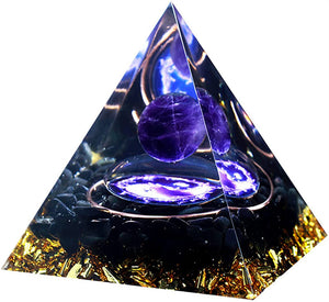 Healing Crystal Pyramid Orgonite Meditation Generator Orgone Positive Energy Origin of Life Malachite Obsidian Crystal