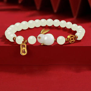 Handmade Chinese Style Bracelet For New Year Health And Protection Charm Lucky Rabbit Bracelets Easter Gift Easter Bunny