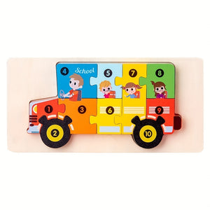 3D Children's Montessori Wooden Cartoon Animal Car Puzzle For Children's Dinosaur Education Puzzle 1 Piece - Perfect Gift For Boys And Girls