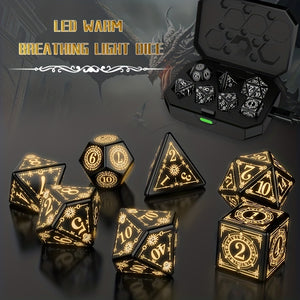 7-Piece Rechargeable LED Dice Set - Add Warm, Breathing Light To Your Board Games!