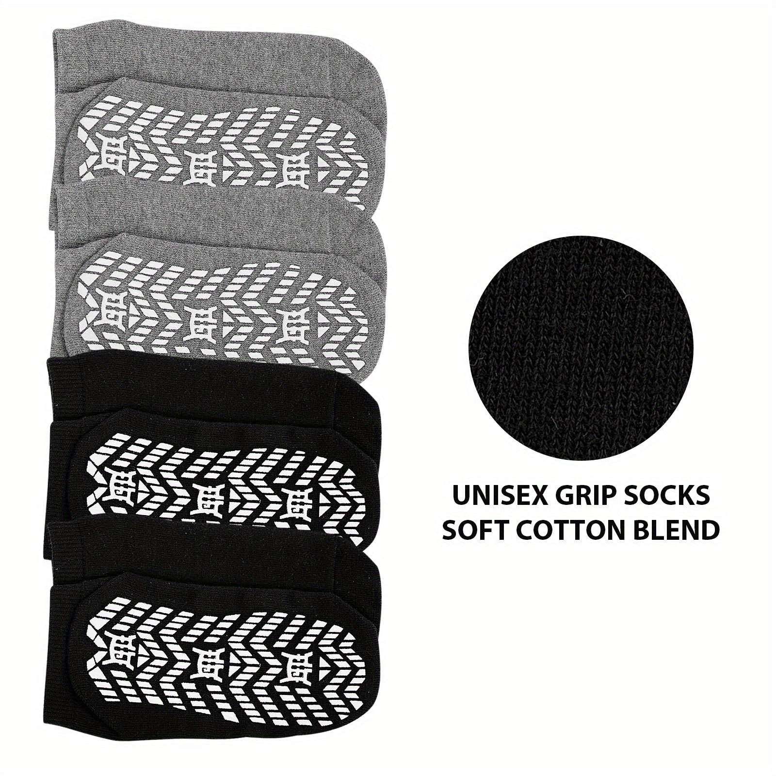5 Pairs Non-Slip Grip Socks For Men And Women, Anti-Skid Hospital And Yoga Socks For Elderly