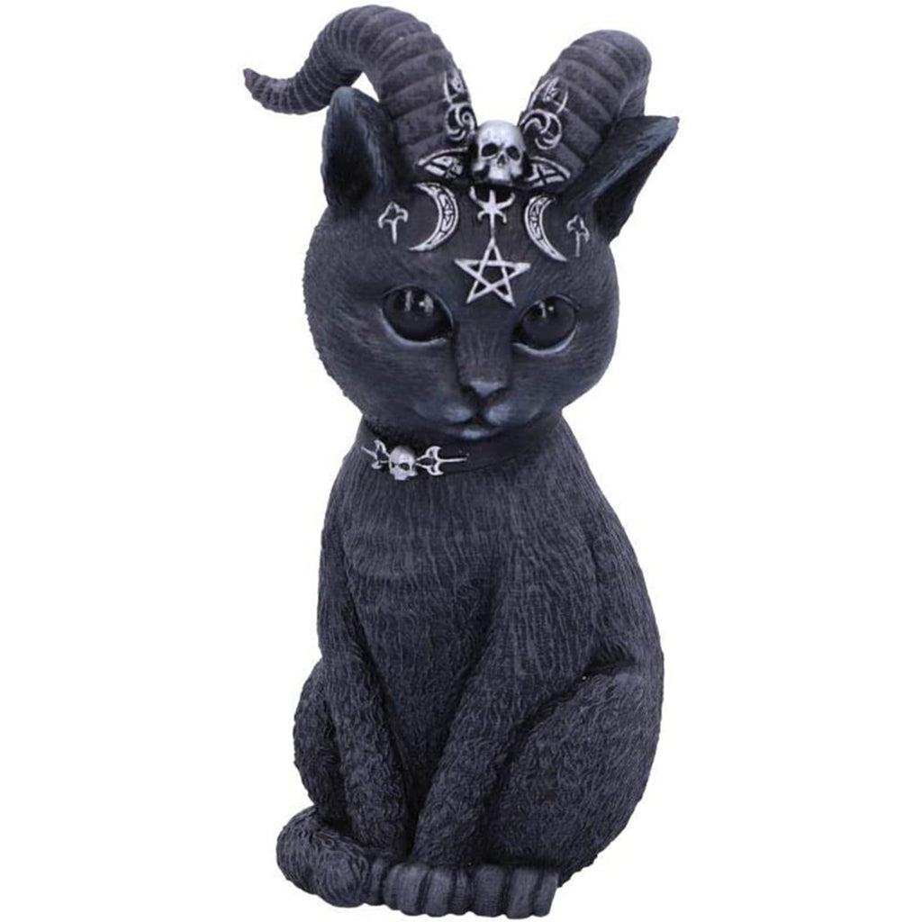 Cat statue, resin, black and silver, 11 cm