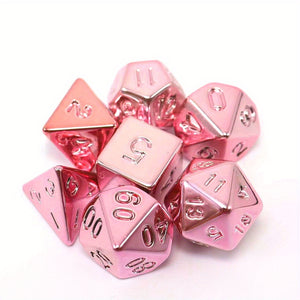 7-Piece Plated Pink For DND Dice Set Polyhedral Tabletop Game Dice Role-Playing RPG Dice