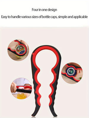 1pc, Bottle Oponer, 5in1 Multi-Function Bottle Jar Opener, Can Container Opener, Twist Anti-Slip Lid Opener Tool, Jar Opener For Weak Hands,