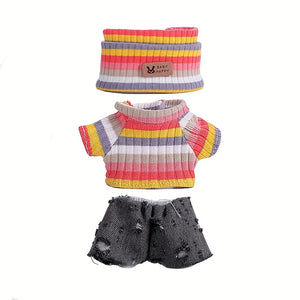 17cm Labubu Doll Clothes For With 3 Outfits - Stylish Fisherman Hat & Sweaters & Pants Or Skirt Set For 17cm Dolls, Adorable BuLabu Accessories For Play & Display (Not Included Shoes & Doll)