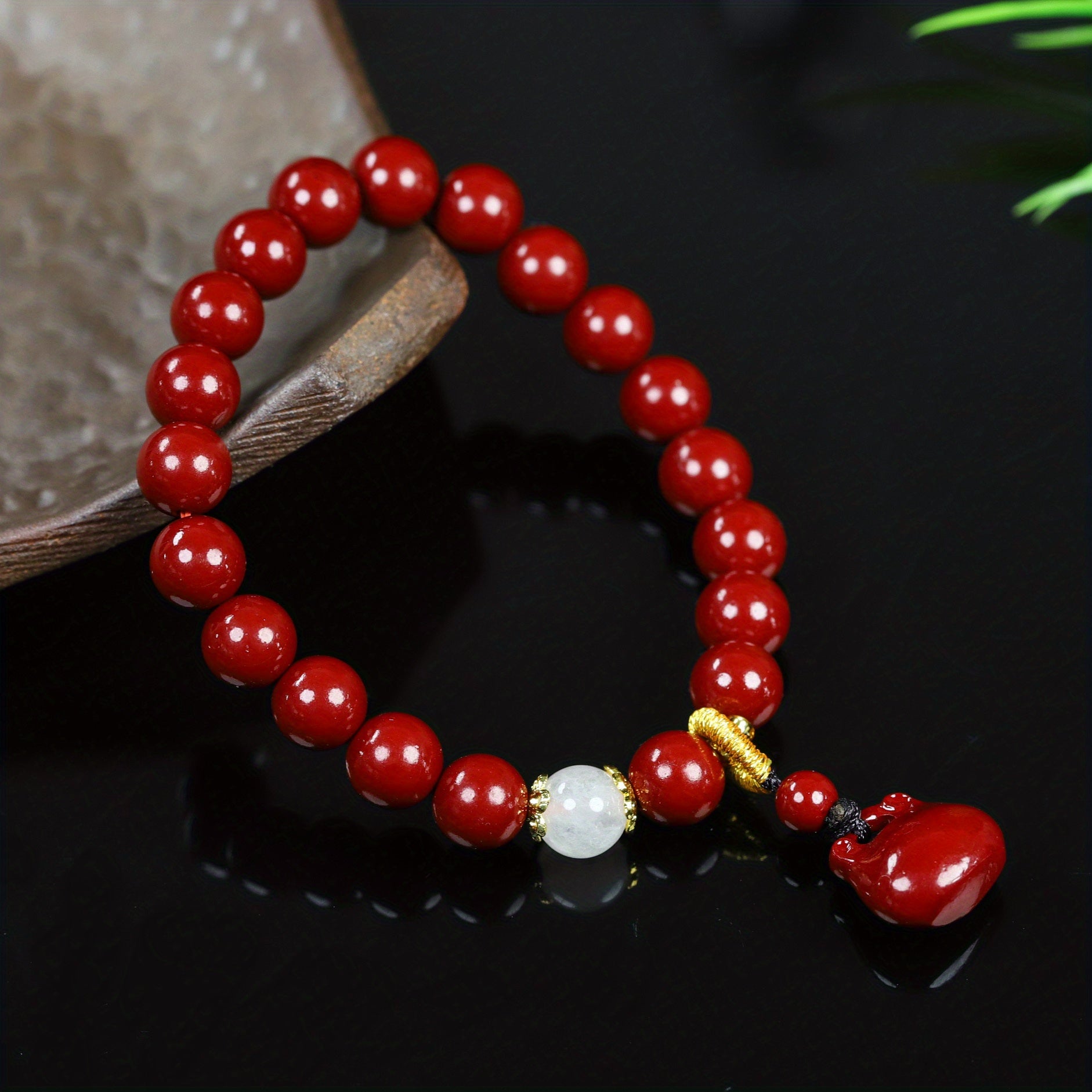 Natural Raw Ore Cinnabar Bracelet Ethnic Wind Bracelet Men And Women Bracelet Good Luck Bracelet