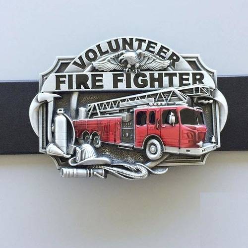 Western Zinc alloy Leather Belt Buckle Volunteer Firefighter Fire Shape Pattern US Local Shipping