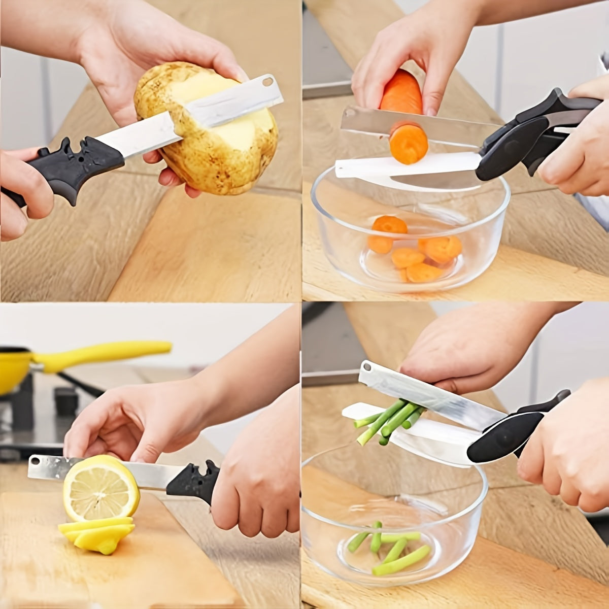 1pc 2 In 1 Food Cutter Kitchen Scissors, Salad Chopper Vegetable Cutter With Built-in Cutting Board