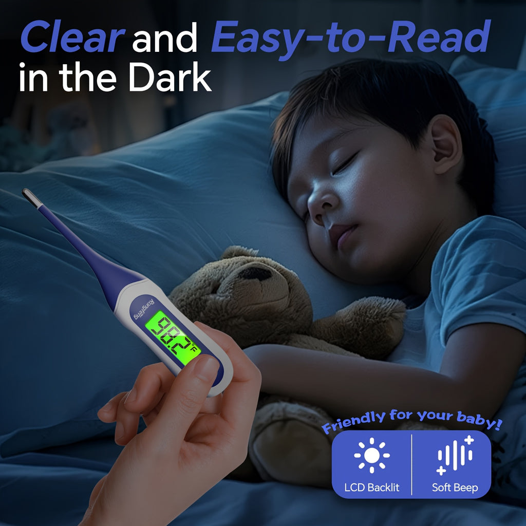 Digital Basal Thermometer for Adults and Youngsters, Accurate Oral Temperature Gauge with Fever Alarm, Large Display, Rubber Material, Battery Powered (AAA), Non-Rechargeable, Health Care Tool, Oral Temperature Checker | Modern Thermometer | Clear Readout